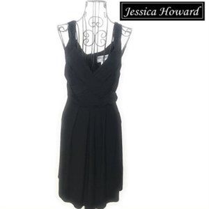 JESSICA HOWARD Deep V Neck Black Dress 12P